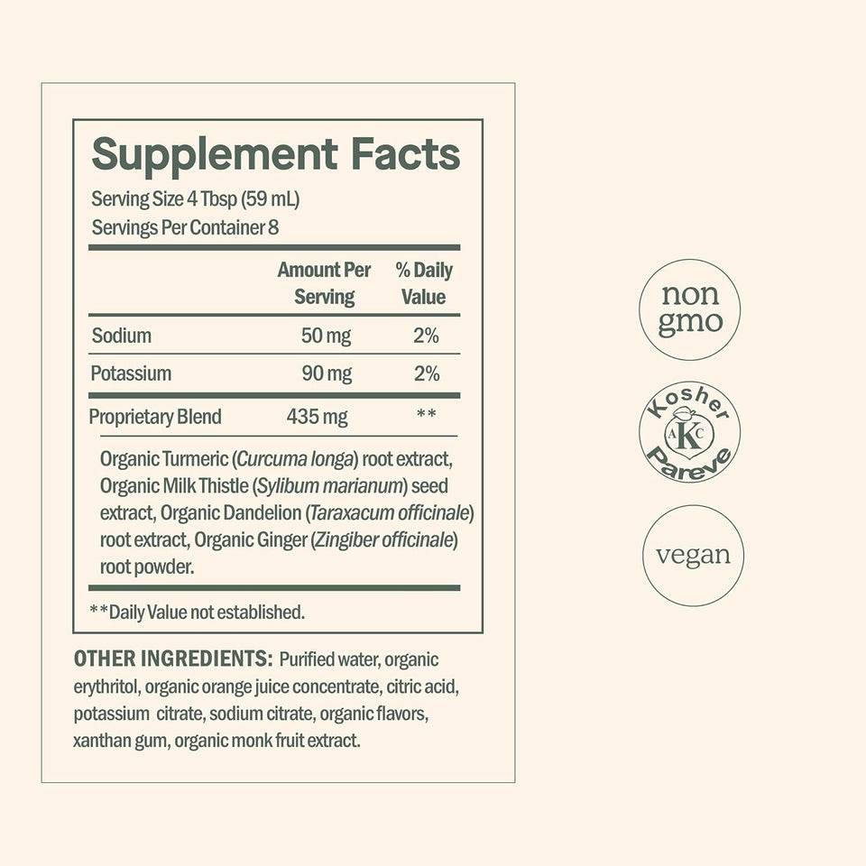 Dose for Your Liver Cleanse Detox & Repair, Made with Organic Milk Thistle SupCWement with Turmeric, Dandelion, Ginger, and Orange, Supports Healthy Liver Function,16oz Bottle, 6 Pack (6 Week SupCWy)