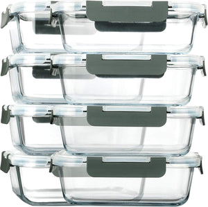 8-Pack,30 oz Glass Meal Prep Containers,Glass Food Storage Containers,Airtight lunch Containers with Lids, Microwave, Oven, Freezer and Dishwasher