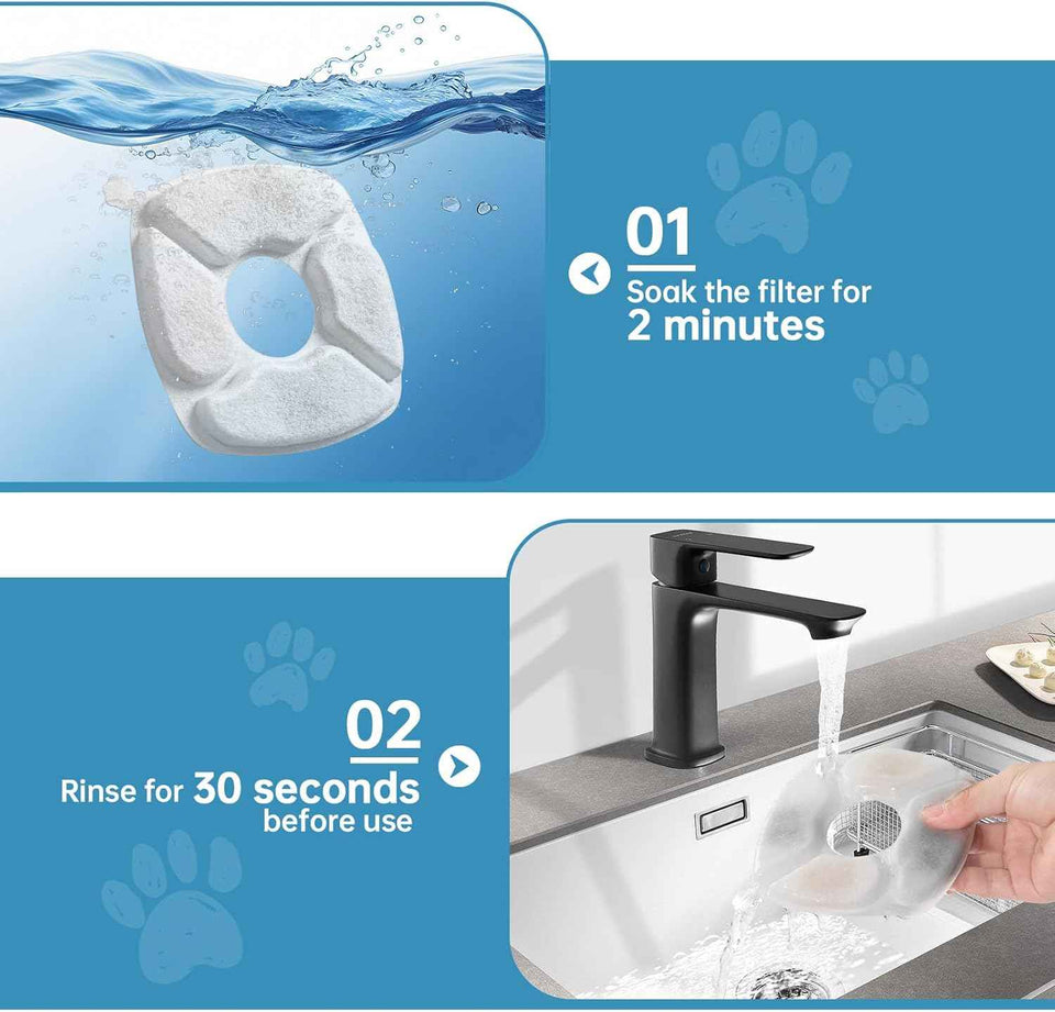 32 Pcs Cat Water Fountain Replacement Filters-16 Pack Cat Fountain Filters with 16 Pack Sponges, Enhanced Compatibility Pet Fountain Filter Fit for 95oz/2.8L 135oz/4L 67oz/2L Pet Drinking Fountain