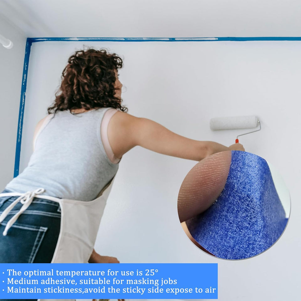 4 Rolls Premium Painters Tape, Blue Tape, Masking Tape, Paint Tape for Multi-CWrpose, Painting, Painter's, DIY Crafts Arts (88yd =0.94IN*22yd*4) Decoration Labeling No Residue, Easy Removal