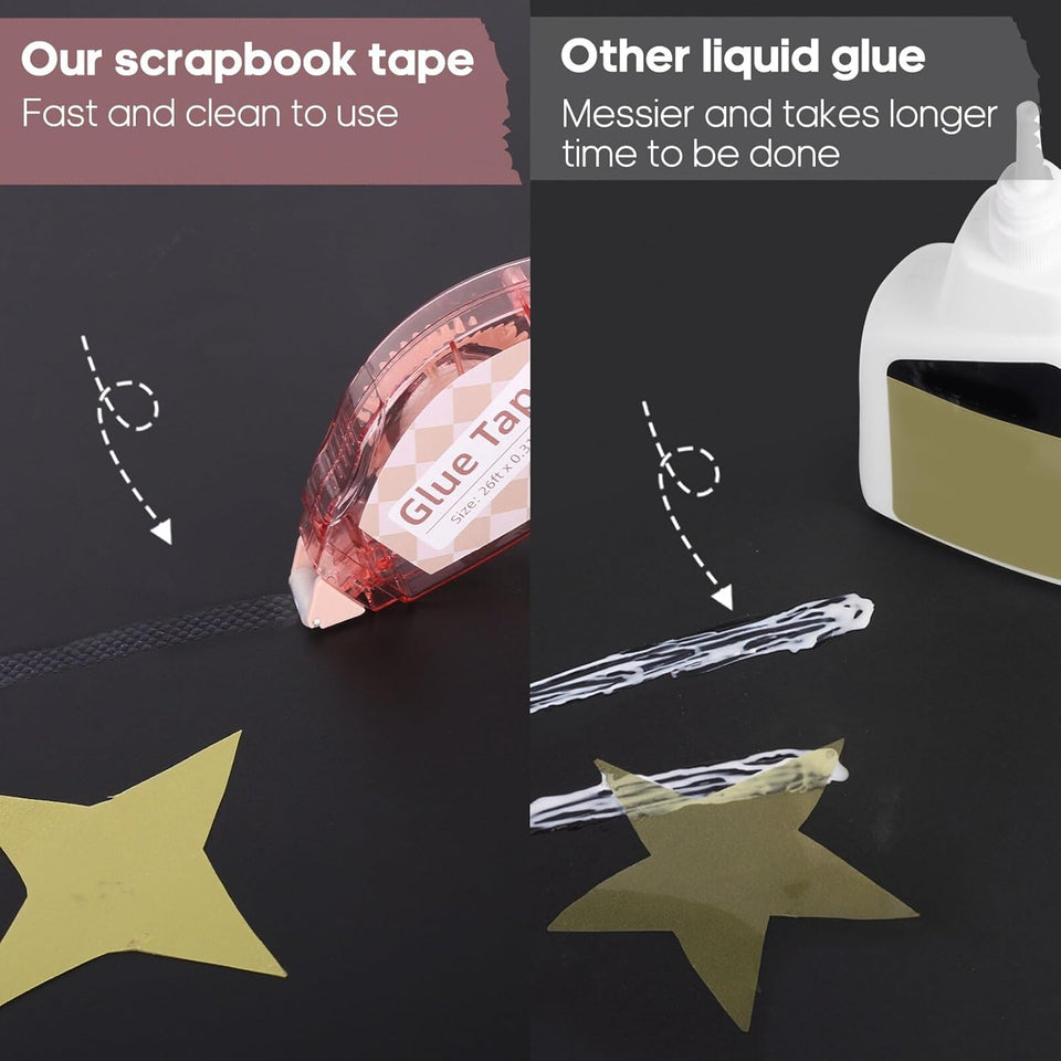 Secopad Scrapbook Tape, 4 Pack Double Sided Tape Roller for Crafts, Adhesive Glue Runner Scrapbooking SupCWies Journaling School Office Teacher SupCWies, 0.3IN x 26FT, Clear Light-Colored Shell