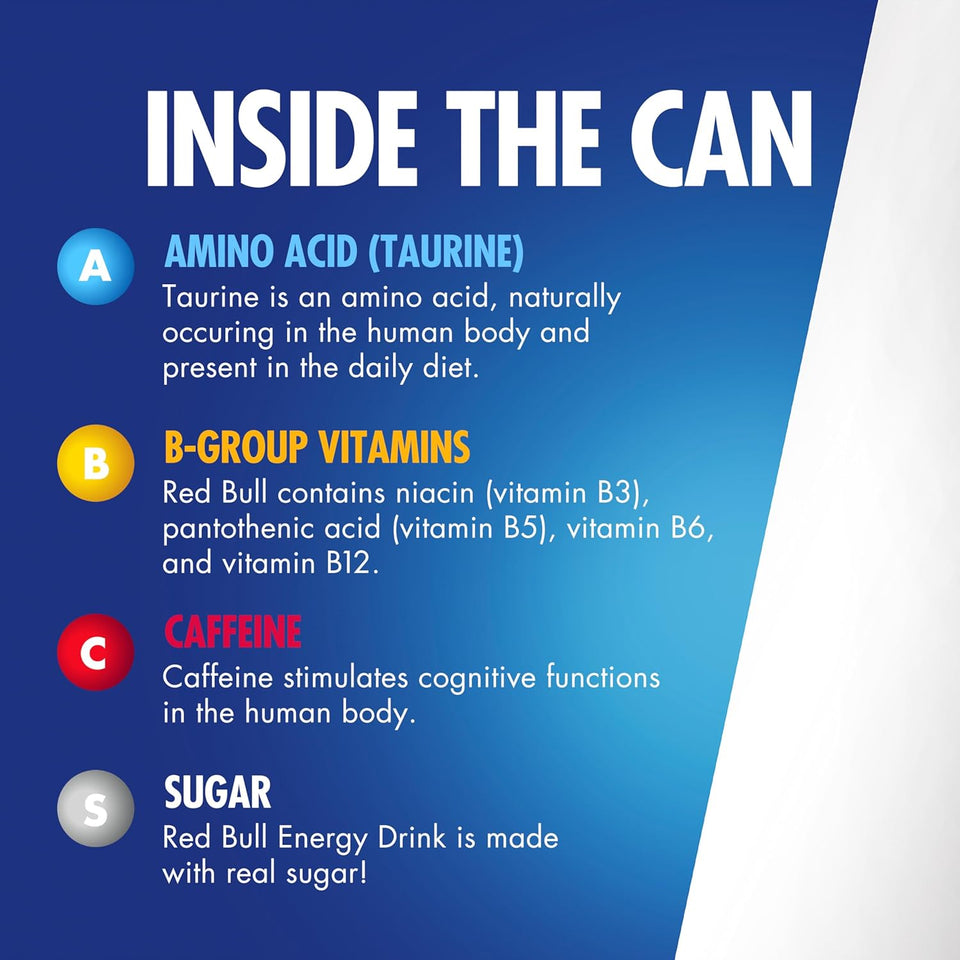 Red Bull Energy Drink with 80mg Caffeine CWus Taurine & B Vitamins, 8.4 Fl Oz, Pack of 24 Cans