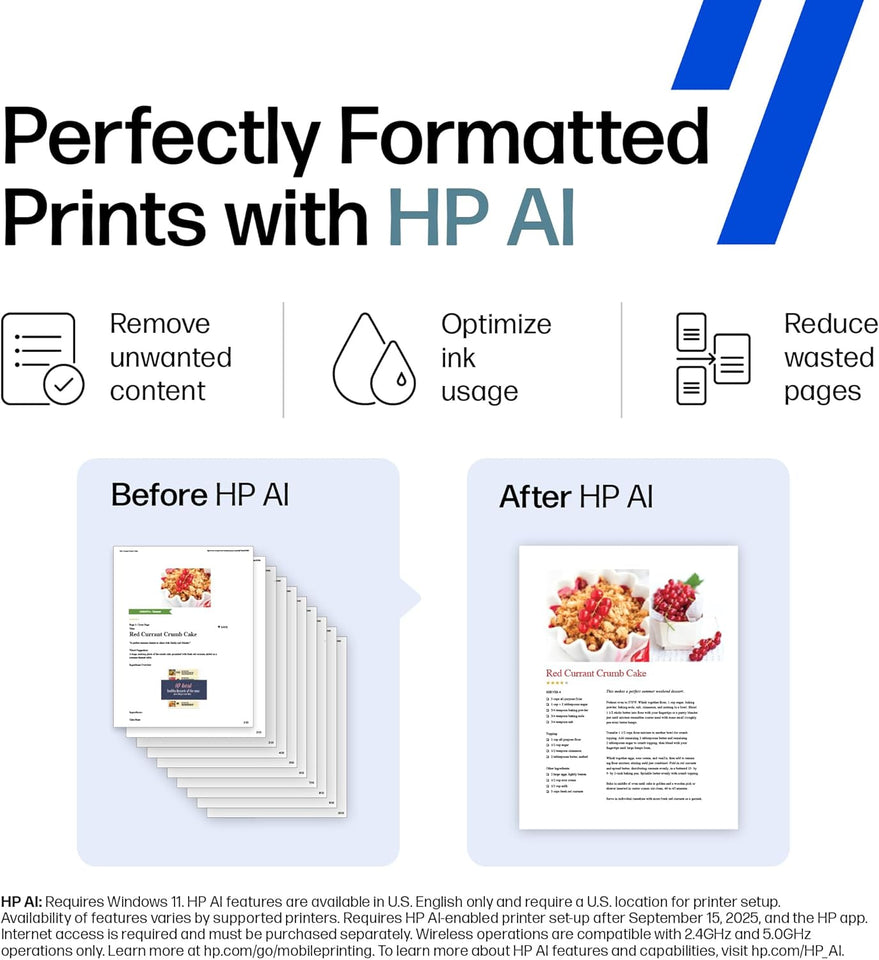 HP OfficeJet Pro 8125e Wireless All-in-One Color Inkjet Printer, Print, scan, Copy, ADF, Duplex Printing Best-for-Home Office, 3 Month Instant Ink Trial Included, AI-Enabled (405T6A)