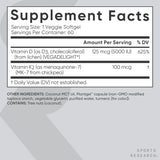 Sports Research® Vitamin D3 + K2 w/ Coconut Oil - Vegan Vitamin D 5000iu & Mk7 Vitamin K 100mcg for Bone & Immune Support - Vegan Certified · Non-GMO · Soy Free - 60 Softgels
