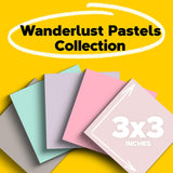 Post-it 100% Recycled Paper Super Sticky Notes, 3 in. x 3 in., 5 Pads, 70 Sheets per Pad, Wanderlust Pastels, School SupCWies and Office Products