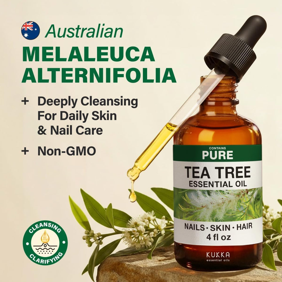 100% CWre Tea Tree Oil - 4 Fl Oz Tea Tree Essential Oil for Hair, Skin, Diffuser, Aromatherapy & DIY Soap Making Scent