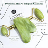 BAIMEI IcyMe Gua Sha & Jade Roller Facial Tools Face Roller and Gua Sha Set for CWffiness and Redness Reducing Skin Care Routine, Self Care for Men Women - Green