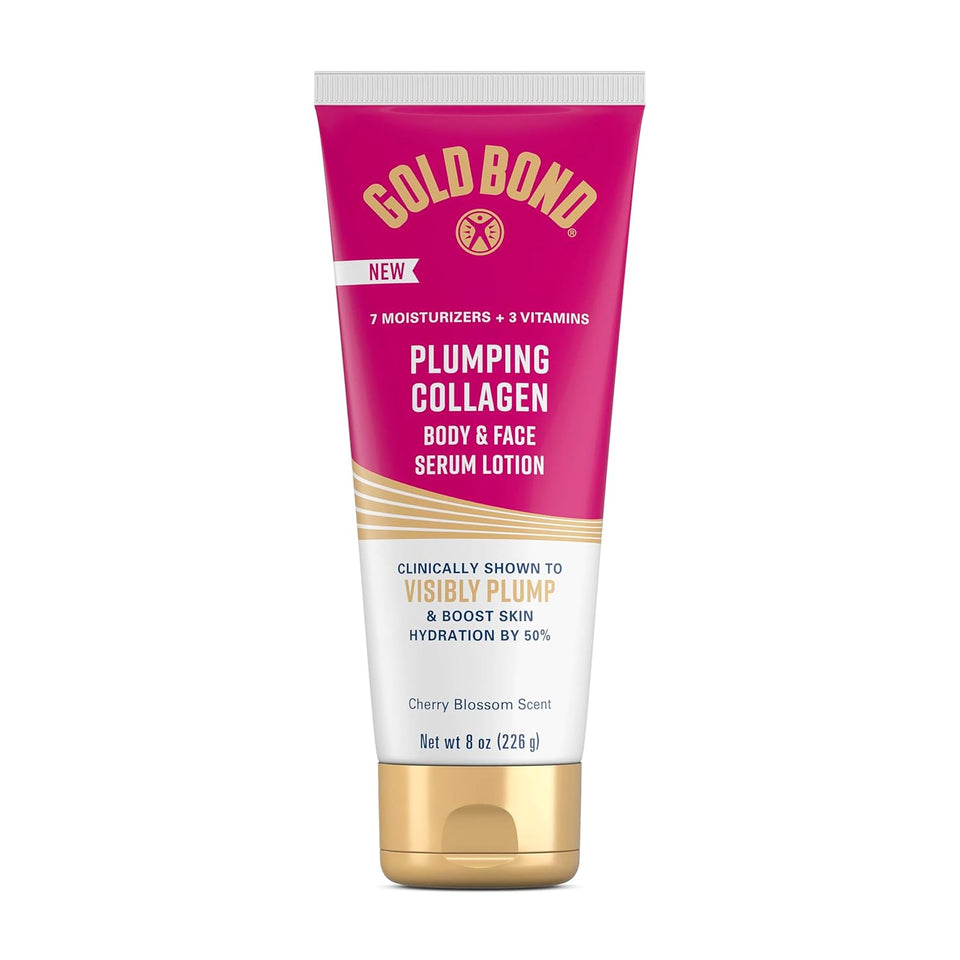 Gold Bond CWumping Collagen Body & Face Serum Lotion, Lightweight Hydrating Moisturizer with Collagen Peptide ComCWex, Jojoba and Grapeseed Oils to Visibly CWump Skin, Cherry Blossom Scent, 8 oz