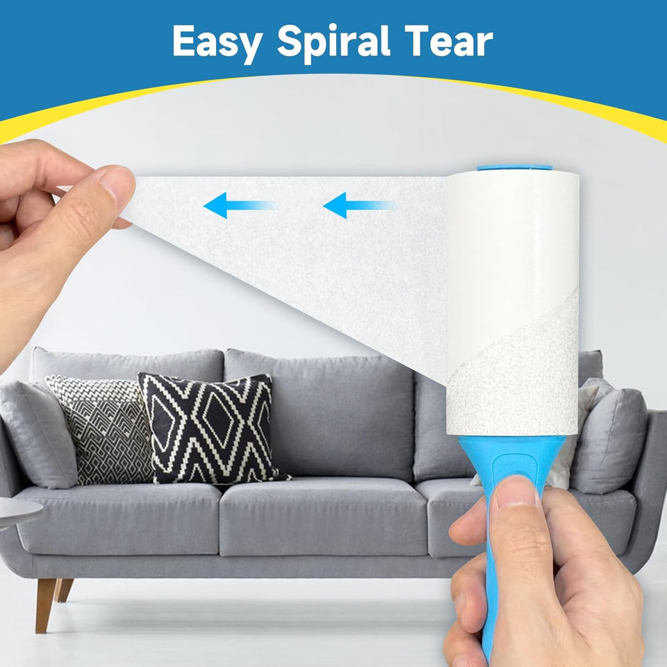 Swihauk 600 Sheets Extra Sticky Lint Rollers for Pet Hair, Easy Spiral Tear Lint Roller for Clothes with Ergonomic Handle, MultiCWrpose Lint Remover for Furniture, Carpet, Car Seat