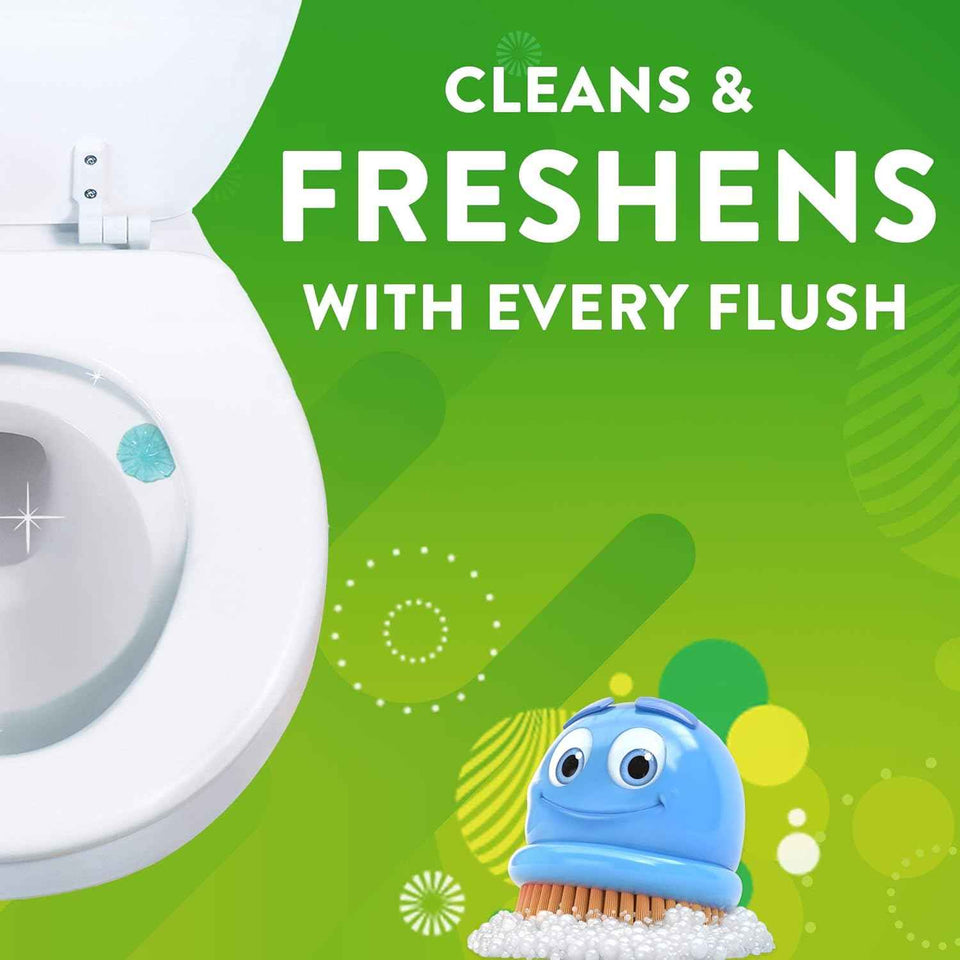 Rainshower Scent Toilet Cleaning Stamps, Hands-Free Freshness, 24-Count Gel Dispenser
