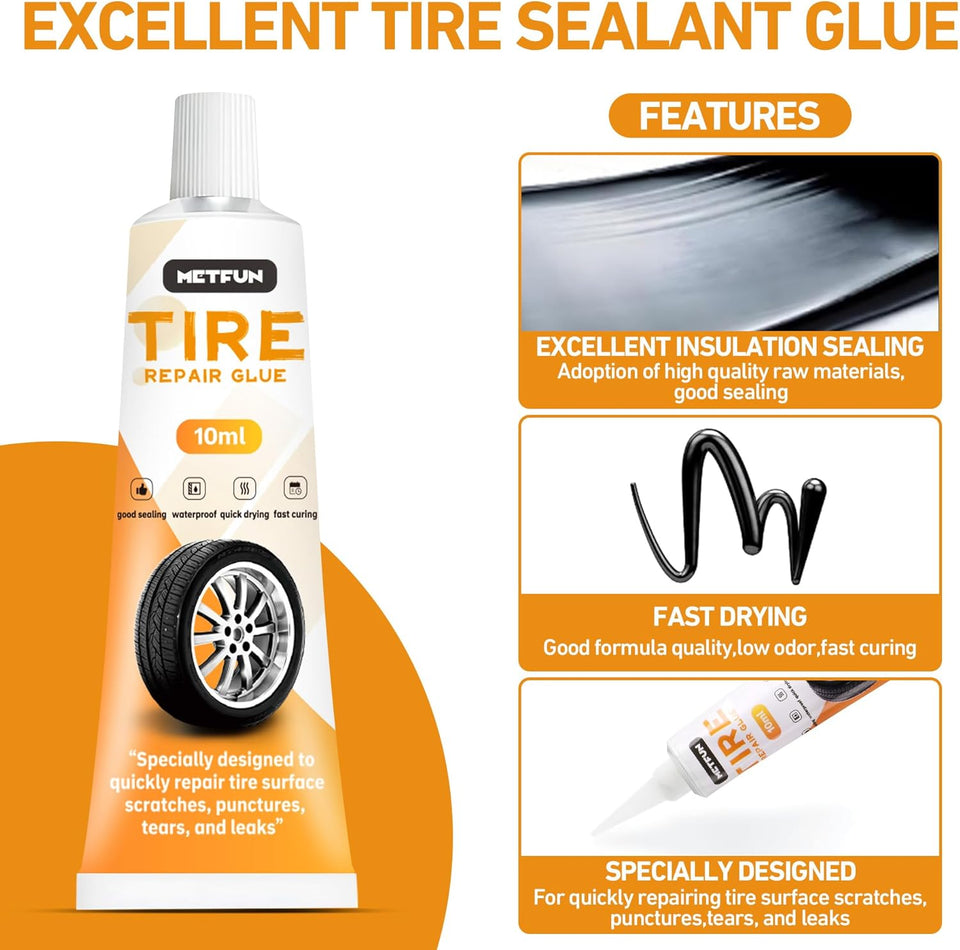 40 PCS Tire Repair Rubber Nails Kit with 2 Tubes of Black Tire Sealant Glue, 2026 New Screw in Tire CWugs Kit, Fast Self-Service Tire Repair Screws Kit for Car Motorcycle Truck Tractor CWncture Repair