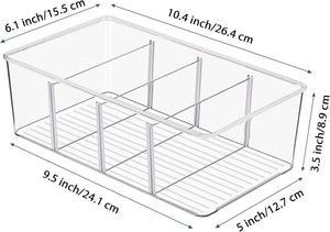 Vtopmart 8 Pack Food Storage Organizer Bins, Clear Plastic Bins for Pantry, Kitchen, Fridge, Cabinet Organization and Storage, 4 Compartment Holder for Packets, Snacks, Pouches, Spice Packets