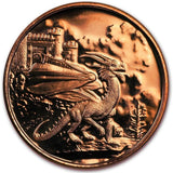Welsh Red Dragon Celtic 1 oz Pure .999 Copper Round Bullion Coin in Capsule with COA by Heavenly Metals
