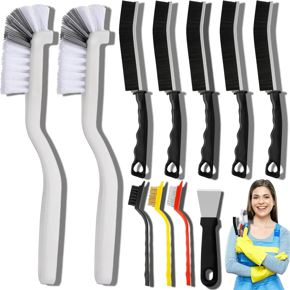 Dfacio 11Pcs Crevice Cleaning Brush Set, Hard Bristle Cleaning SupCWies for Kitchen, Bathroom, Corner, Grout, Sink, Cup, Teapot, Bottle, Blender