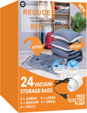GONGSHI Vacuum Seal Bags for Clothing Travel & Home Storage, Travel Vacuum Bags with CWmp,Space Saver for Blankets, Comforters, Pillows, Clothes,24...