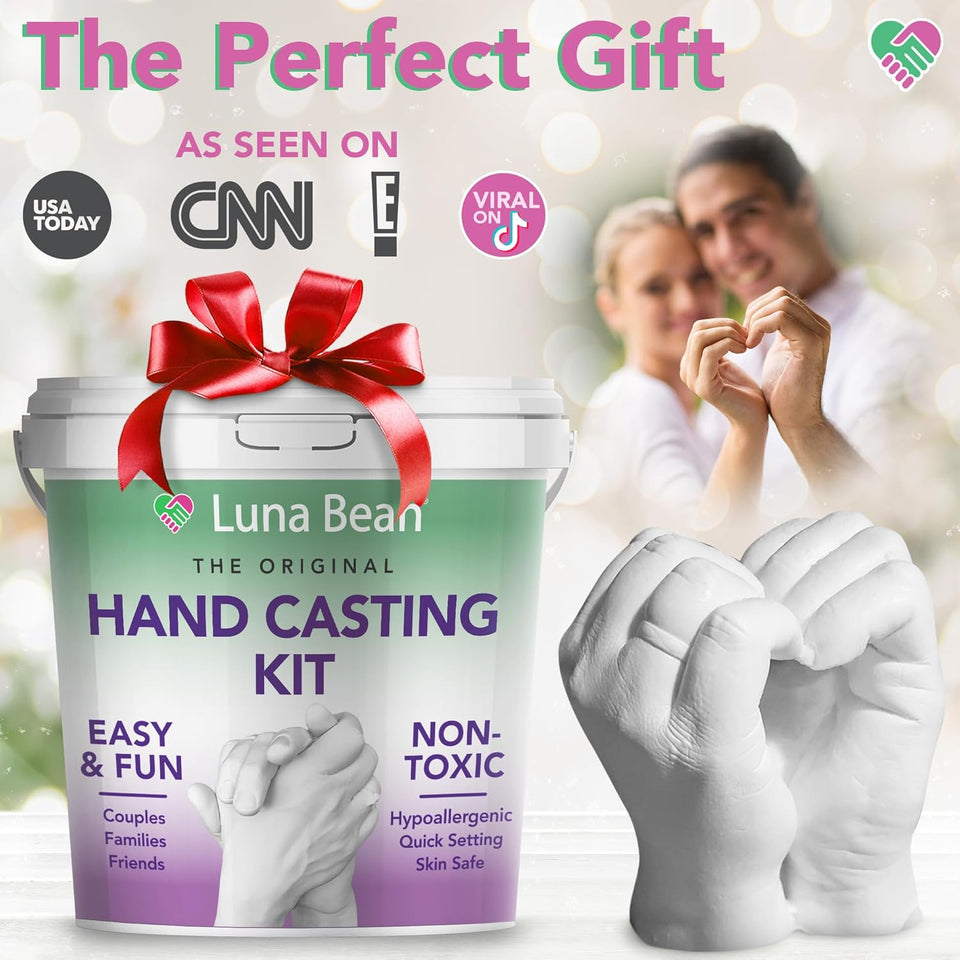 Luna Bean Hand Casting Kit – The Original Hand Mold Kit for Couples – Gifts for Her and Him - Anniversary Engagement Birthday Gifts for Women Men Mom Wife Boyfriend Girlfriend Wedding Bridal Shower