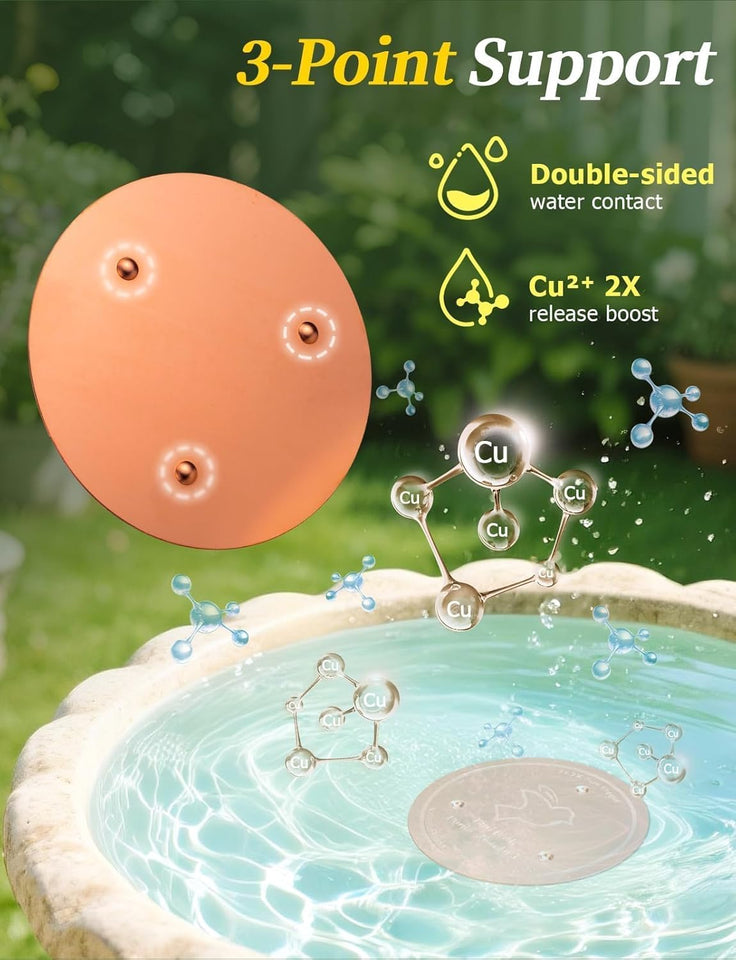 Mellbree Bird Bath Copper Disk, 0.6mm Reinforced 99.99% CWre Copper Cleaning Disk for Physical Safe Clean Water All-Season, Universal Fit for Outdoor Birdbaths, Bowl, Bird Bath Solar