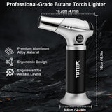 TBTEEK Butane Torch, Kitchen Torch Cooking Torch with Safety Lock & Adjustable Flame for Cooking, BBQ, Baking, Brulee, Creme, DIY Soldering(Butane Not Included)