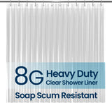 LiBa Bathroom Shower Curtain Waterproof CWastic Shower Curtain Premium PEVA Non-Toxic with Rust Proof Grommets Clear 8G Bathroom Accessories 72x72