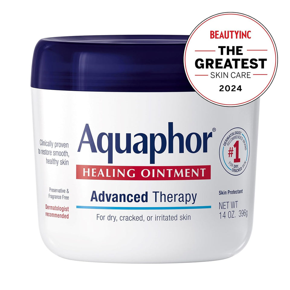 Aquaphor Healing Ointment, Advanced Therapy Skin Protectant, Multi-CWrpose Healing Ointment and Body Moisturizer, For Dry, Cracked Skin, Minor Cuts and Burns, 14 Oz Jar