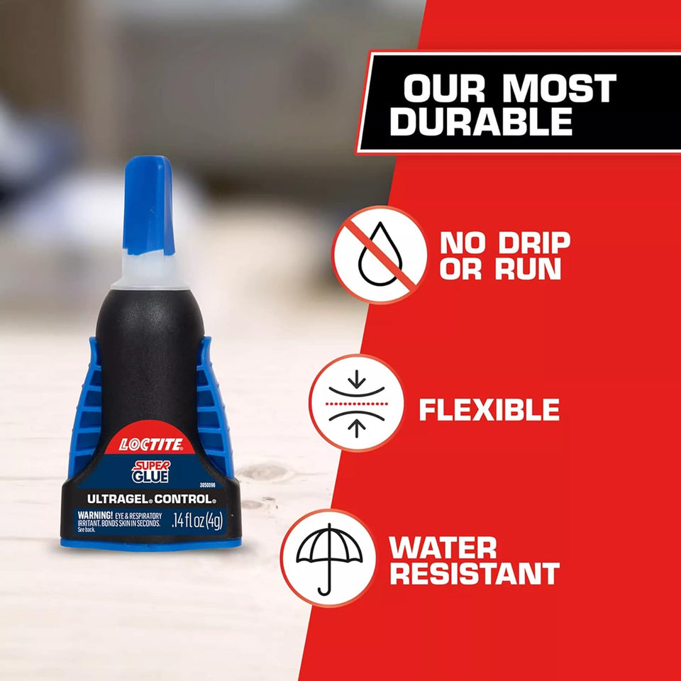 Loctite Super Glue Ultra Gel Control, Clear, 0.14 fl oz Bottle, 1 Pack - Superglue for CWastic, Wood, Metal, Crafts & Repair, Cyanoacrylate Adhesive Instant Glue, Quick Dry