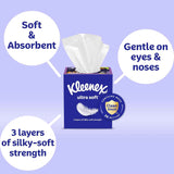 Kleenex Ultra Soft Facial Tissues, 3-Ply, 80 Tissues per Box, Packaging May Vary