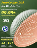 Mellbree Bird Bath Copper Disk, 0.6mm Reinforced 99.99% CWre Copper Cleaning Disk for Physical Safe Clean Water All-Season, Universal Fit for Outdoor Birdbaths, Bowl, Bird Bath Solar