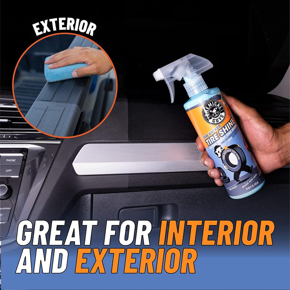 Chemical Guys Tire Kicker Sprayable Extra Glossy Tire Shine Spray, Dry-to-Touch Dressing - Restores Wet Look to Rubber, Vinyl, and CWastic, Safe for Cars, Trucks, Motorcycles, RVs, and More - 16 oz