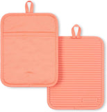 KitchenAid Ribbed Soft Silicone Pot Holder 2-Pack Set, Milkshake Tan, 7"x9"