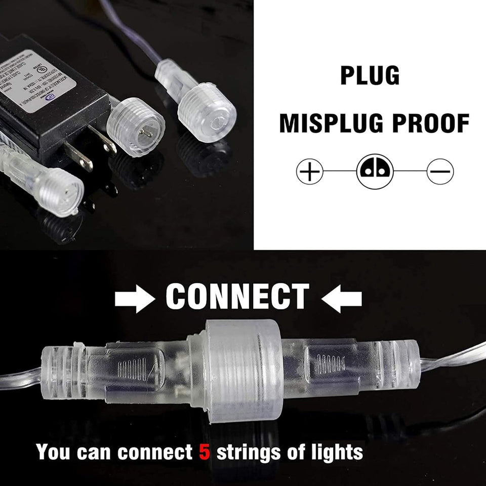 TW SHINE White Christmas Meteor Shower Lights Outdoor, 288LED 12" 8 Tubes Waterproof Christmas Lights Outdoor Plug in, Snow Falling Rain Icicle Xmas Light Decorations, White