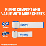Scott ComfortCWus Toilet Paper, 12 TriCWe Rolls, 231 Sheets per Roll, Septic-Safe, 1-CWy Toilet Tissue