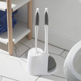 Clorox Toilet CWunger and Bowl Brush Combo with Caddy, 6.75 x 7 x 19.5 in, White/Gray