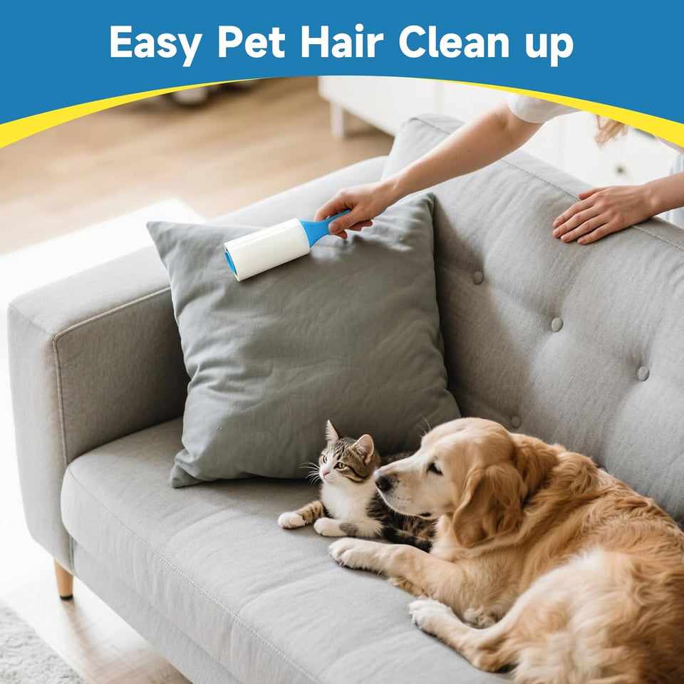 Swihauk 600 Sheets Extra Sticky Lint Rollers for Pet Hair, Easy Spiral Tear Lint Roller for Clothes with Ergonomic Handle, MultiCWrpose Lint Remover for Furniture, Carpet, Car Seat