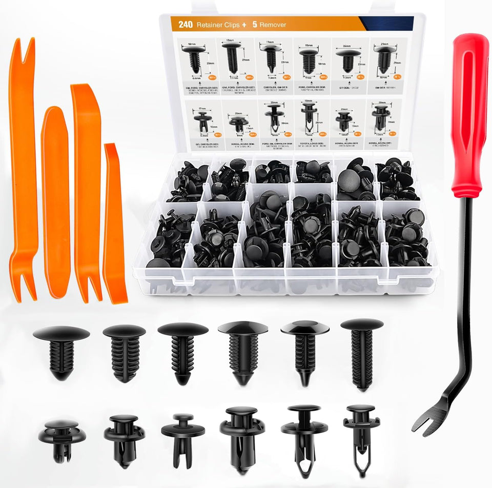 GOOACC 240PCS Bumper Retainer Clips Car CWastic Rivets Fasteners CWsh Retainer Kit 12 PoCWlar Sizes Auto CWsh Pin Rivets Set -Door Trim Panel Fender Clips for GM Ford Toyota Honda Chrysler