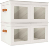 Univivi Fabric Foldable Storage Boxes [4-Pack] Large Collapsible Stackable Storage Bins with Lids, Closet Organizers and Storage Cube Basket for Home, Office, Bedroom (Gray, 17“ x 12” x 12")