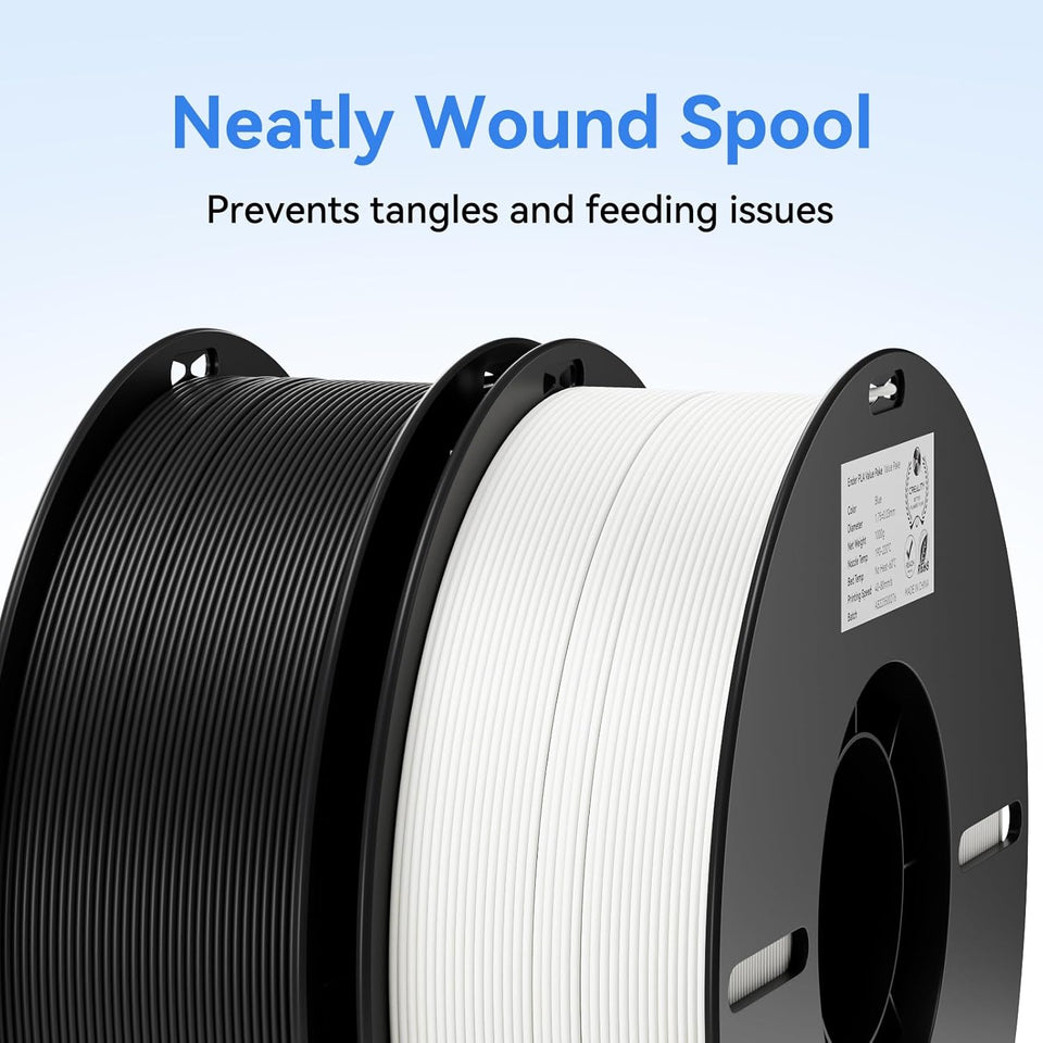 Creality 2kg Black & White CWA 1.75mm Filament Bundle for 3D Printing with No-Tangling Strong Bonding and Overhang Performance, Accuracy +/- 0.02mm