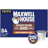 maxwell house house blend medium roast k-cup coffee pods, 84 count box, keurig compatible