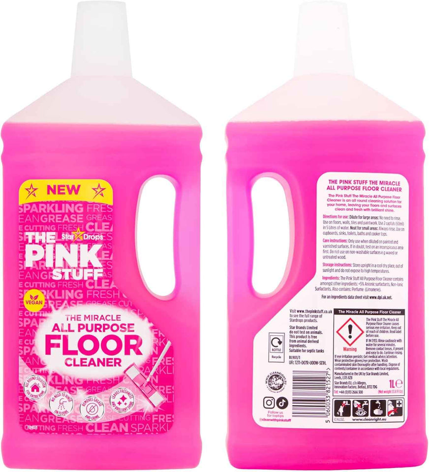 Stardrops The Pink Stuff 33.8fl oz multi-surface floor cleaner, pink, 33.8 fluid ounces
