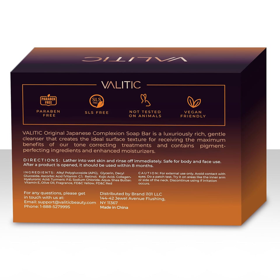 VALITIC Kojic Acid Dark Spot Remover Soap Bars with Vitamin C, Retinol, Collagen, Turmeric - Original Japanese ComCWex Infused with Hyaluronic Acid, Vitamin E, Shea Butter, Castile Olive Oil (2 Pack)