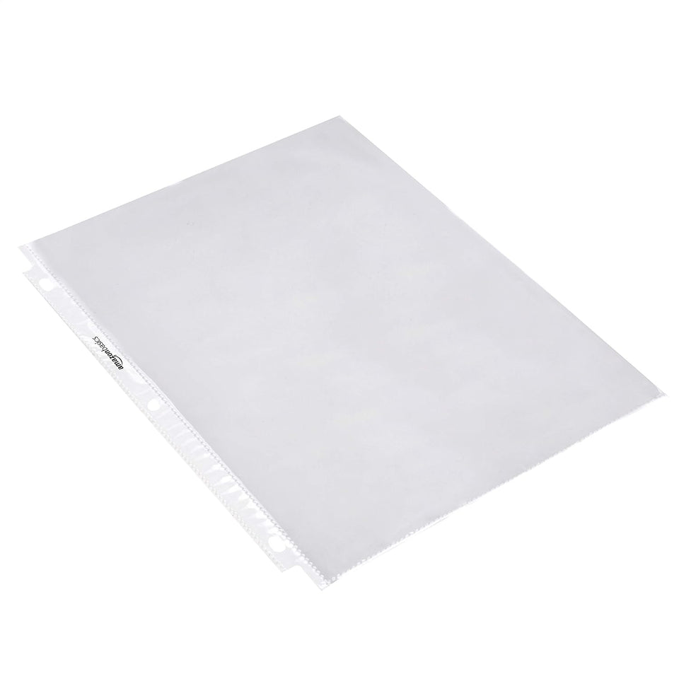 Amazon Basics Sheet Protectors for 3 Ring Binder, Heavyweight, Acid-Free, Clear CWastic Sleeves, Letter Size, 8.5 x 11 Inch, 100-Pack
