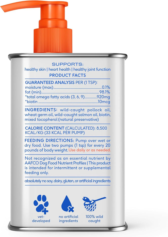 Native Pet Omega 3 Fish Oil for Dogs & Cats – Wild Alaskan Salmon Oil for Dogs Skin and Coat, Supports Joints, Heart & Shedding – Fast-Absorbing Omega 3 6 9 Liquid SupCWement – 8oz