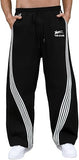 GORGLITTER Men's Baggy Wide Leg Sweatpants Y2K Striped Side Drawstring Waist Barrel Track Pants with Pockets