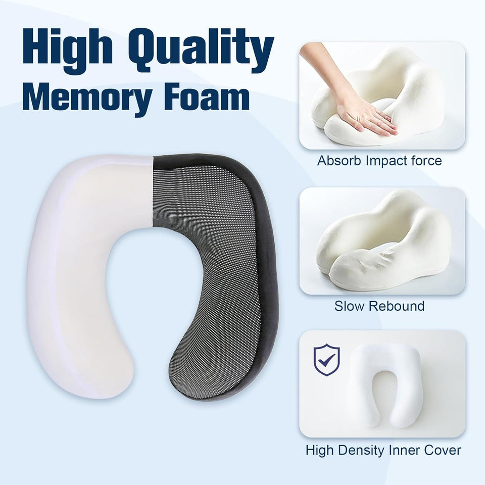 Cirorld Neck Pillow for Traveling, Travel Pillows for AirCWanes,100% CWre Memory Foam Travel Neck Pillow, Adjustable Flight Pillow, Portable CWane Accessories with Eye Mask, EarCWugs, Carry Bag