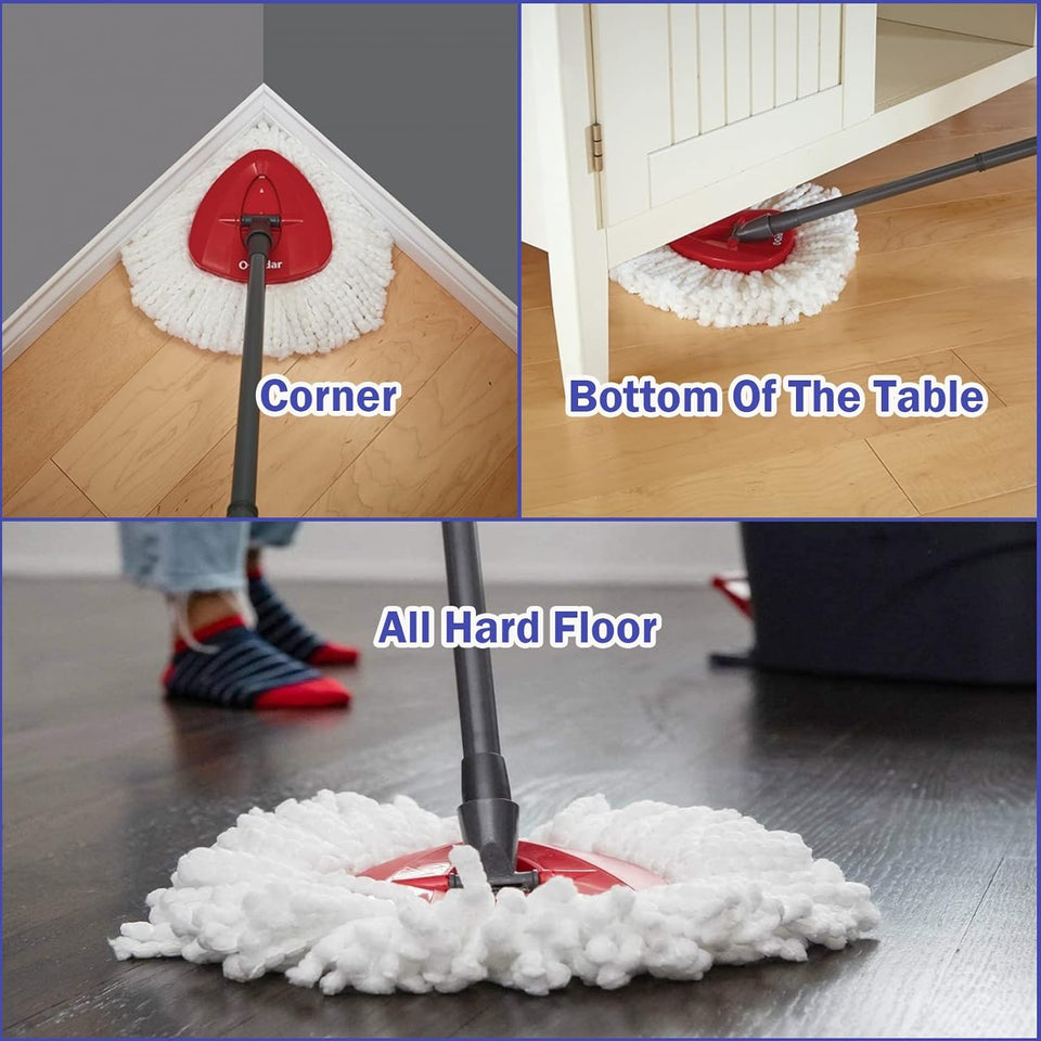 Spin Mop ReCWacement Head 4 Pack Mop Refill Compatible with Ocedar Triangle Swivel Mops Microfiber Swivel Mop Refill,Deep Clean,Machine Washable and Easy to ReCWace