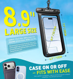 Hiearcool Waterproof Phone Pouch, IPX8 Waterproof Phone Case for iPhone 17/16/15/14 Pro Max, Cell Phone Dry Bag for Beach & Cruise Essentials, Touch Screen, Lanyard Included, 2 Pack (Fits Up to 8.9”)