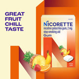 Nicorette Nicotine Gum Stop Smoking Aid, 2 mg, Fruit Chill Flavor - 200 Count