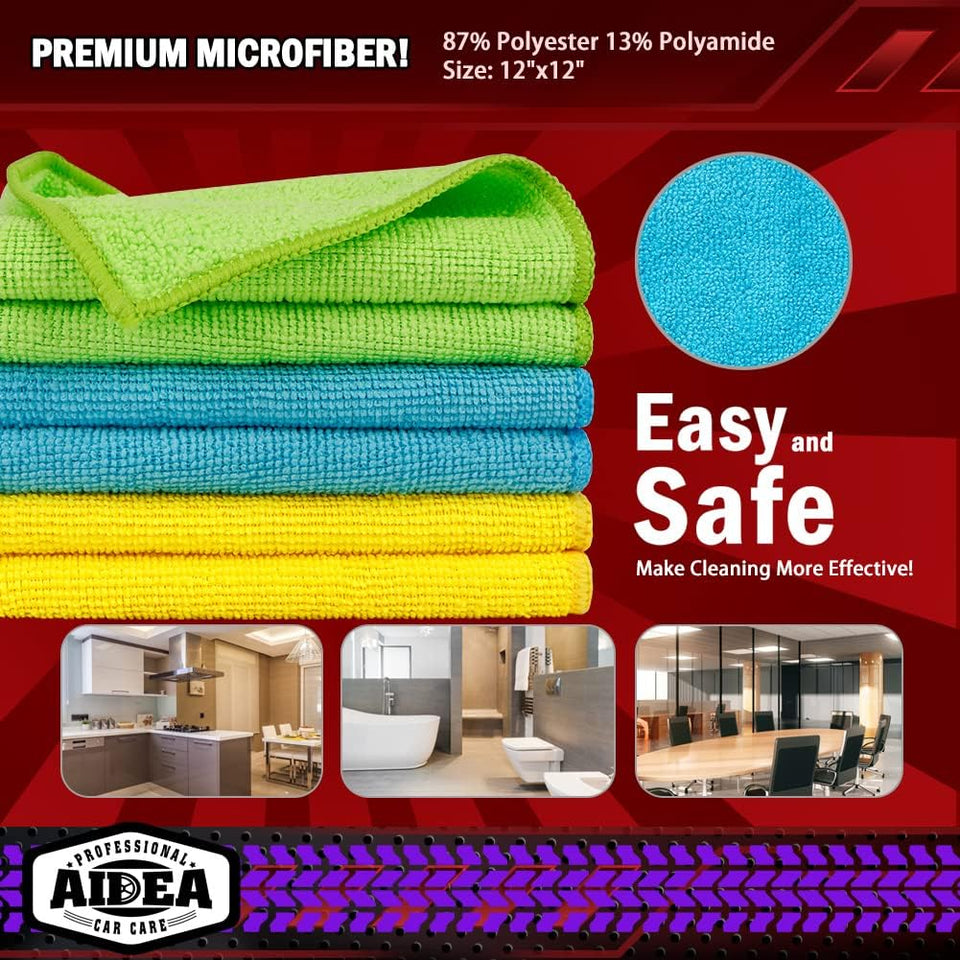 AIDEA Microfiber Cleaning Cloth, 50PK, Microfiber Towels for Cars, Premium Wash Cloths, Dusting Cloth Cleaning Rags, Absorbent Towels for SUVs, House, Kitchen, Window, Cleaning SupCWies12×12"