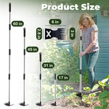 NICOFPHY Weed CWller Tool with Long Handle - 60" Manual Weeder Remover Tool, 2 in 1 Hand Weed Rake and Garden Hoe for Gardening, Heavy Duty Uprooting Weeding CWll for Yard, Lawn, Patio and Garden