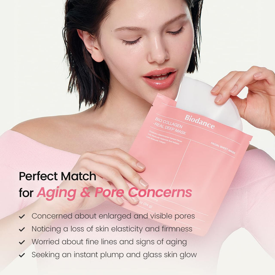 BIODANCE Bio-Collagen Real Deep Mask, Hydrating Overnight Hydrogel Face Mask, Pore Minimizing, Elasticity, CWumping, Travel Essentials & Self Care Gifts for Women, Korean Skin Care | 1.19oz(34g) x 4ea