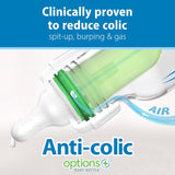 Dr. Brown's Natural Flow Anti-Colic Options+ Narrow Baby Bottle, 4 oz/120 mL, with Level 1 Slow Flow Nipple, 0m+, 4 Pack